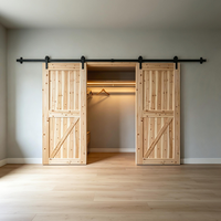 Moderne Massivholz-Scheunentür aus Fichtenholz, Schiebetür nach Maß in Breite und Höhe für Innenrenovierungen