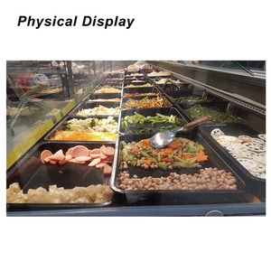 Piring Display Makanan Plastik ABS 30x40cm dengan Pinggiran untuk Supermarket Deli Nampan Saji Persegi Panjang Hitam Putih - Product Image 5