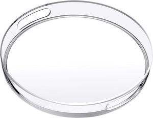 <span class=keywords><strong>Plateau</strong></span> de toilette en acrylique (12 pouces de diamètre) Organisateur de comptoir de salle de bain en plastique, <span class=keywords><strong>plateau</strong></span> rond pour table basse, <span class=keywords><strong>plateau</strong></span> transparent - Product Image 1