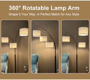 Lámpara de Pie Moderna con 3 Bombillas LED, Poste Metálico Giratorio, Interruptor Rotatorio, Base Resistente, Diseño de Mediados de Siglo, Alto CRI 90, Regulable, para Sala de Estar - Product Image 4