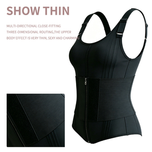 Fajas en gros pour silhouettes généreuses, Corset débardeur à fermeture éclair frontale et laçage, avec soutien multi-baleines, serre-taille amincissant, Fajase Colombianas - Product Image 3