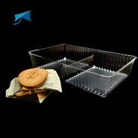 Boîtes d'emballage transparentes pour biscuits en PET à 2 compartiments Boîtes rectangulaires jetables en plastique pour plateau à gâteaux transparent pour plateau à biscuits
