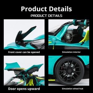 Modèle de voiture de sport <span class=keywords><strong>Aston</strong></span> <span class=keywords><strong>Martin</strong></span> Valkyrie en alliage moulé sous pression, jouet pour enfants, cadeau, effets lumineux et sonores, proportion 1:23, pile bouton - Product Image 2