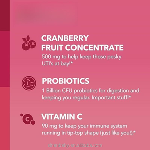 Probióticos Femeninos de la Mejor Calidad, Gomitas de Arándano, 1 Billón de Unidades de Lactobacillus para la Salud del Tracto Urinario, pH, Sin Gluten - Product Image 5