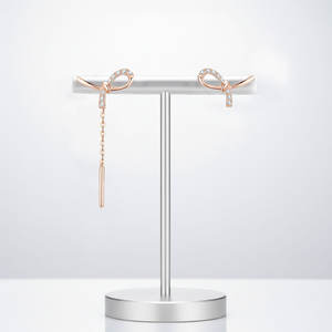 Boucles d'oreilles uniques de haute qualité pour femmes, authentiques diamants irréguliers en forme de nœud, or rose massif 18 carats, diamants naturels réels, simples pour femme - Product Image 3