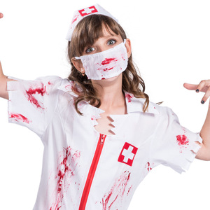 Bloody Nurse <b>Costume</b> Women Halloween Role Play <b>Costume</b> With Red Cross And Blood Stains For Party - Product Image 2