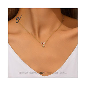 Carline S925 in argento sterling semplice stile delicato zircone <span class=keywords><strong>stella</strong></span> fiore oro 18K lusso collana da donna - Product Image 1