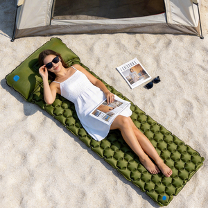 Portable Inflatable Camping Sleeping Mat Lightweight Backpacking Air <b>Pad</b> with Pillow for Outdoor Hiking Travel Beach - Product Image 1