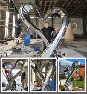 Sculpture de saxophoniste en acier inoxydable poli YouFine, statue musicale abstraite moderne pour la décoration extérieure <span class=keywords><strong>du</strong></span> jardin - Product Image 6