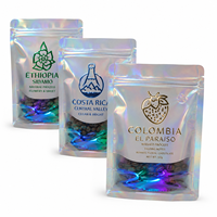 Sacs en plastique holographiques personnalisés à fond plat avec fermeture éclair pour l'emballage de grains de café, de collations et de produits alimentaires – Sachet Doypack