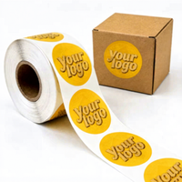 Étiquettes autocollantes personnalisées jaunes avec logo, rouleau de papier doré, autocollants d'étanchéité pour emballage de produits, pour boîtes en kraft, bocaux et bouteilles