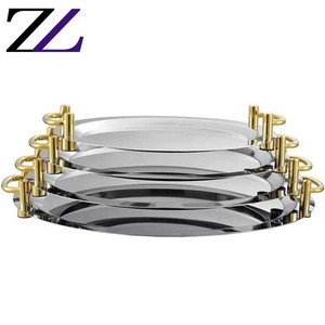Plat <span class=keywords><strong>de</strong></span> <span class=keywords><strong>présentation</strong></span> <span class=keywords><strong>de</strong></span> luxe pour buffet, chauffe-plats, plateau carré argenté doré, étagère moderne, assiettes miroir pour restaurant - Product Image 5