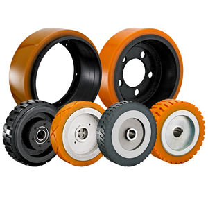 Ruedas de ajuste de cubo personalizadas, ruedas <span class=keywords><strong>AGV</strong></span>, banda de rodadura de goma PU con núcleo de hierro fundido de acero prensado para camiones industriales de transporte sin conductor - Product Image 3