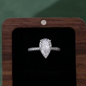 Anillo de Diamante Cultivado en Laboratorio, Oro Blanco de 14K, Forma de Pera, Semi-Eternidad, para Boda, Uso Diario, Ideas de Regalo, Joyería Fina, Personalizable - Product Image 3