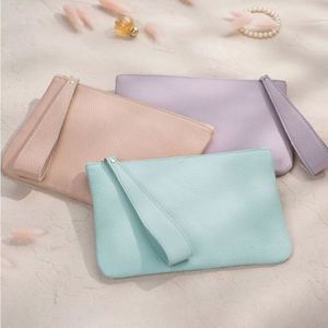 Wholesale Pebbled Pu Leather <b>Wristlet</b> <b>Clutch</b> Customizable Colorful Elegant Zipper With Wrist Strap Portable Cosmetic Pouch - Product Image 4