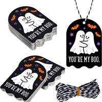 Étiquettes cadeaux en papier d'Halloween à 80 pièces, très populaires, avec ficelle, motifs fantômes et citrouilles, pour décorer les sacs de bonbons et souvenirs