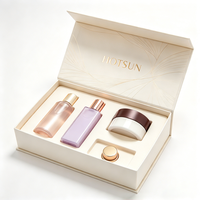 Boîte cadeau de luxe personnalisée en crème blanche gaufrée avec logo en feuille d'or, 4 compartiments, insert en EVA, boîte rigide pour emballage cosmétique