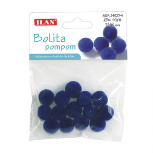 Pompon Ilan Bolita 1,5 cm Luminoso Blu Reale per Decorazioni Artigianali - Product Image 2