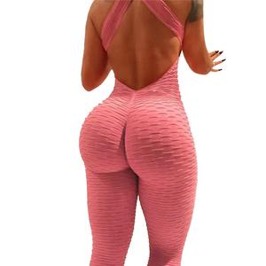 Mono de glúteos personalizado nuevo color sólido sexy espalda descubierta yoga deportes fitness pantalones mono - Product Image 1