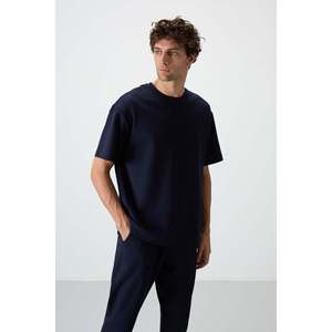 Conjunto Deportivo Básico para Hombre, de Algodón Azul Marino, Grueso, Suave y Texturizado, Corte Holgado - 85251 - Azul Marino - Product Image 2