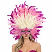 Masque de tête en plumes pour carnaval, fête, spectacle de danse, performance sur scène, festival, costume, accessoire pour femme