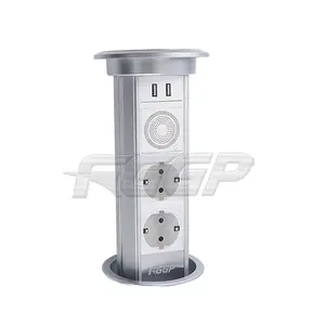 Châu Âu 2 gang 220V-250V 16A nhà bếp cơ giới pop-up Ổ cắm loa EU Schuko Wifi ABS vật liệu nhôm 10A 1A đánh giá 2 - Product Image 2