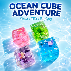 ของเล่นบีบคลายเครียดรูปทรงลูกบาศก์ใส Ocean Cube  วัสดุ TPR บรรจุของเหลว  ของเล่นบีบสัตว์ทะเล  สำหรับเด็กผู้ชายและเด็กผู้หญิง - Product Image 1
