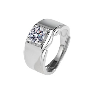 모조 Moissanite 신랑 남자의 반지 고급스러운 전체 지르콘 약혼 오픈 반지 남성용 스파클링 검지 반지 - Product Image 5
