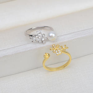 S925 Silver <b>Open</b> <b>Ring</b> for Women Small Flower Design 6-9 Pearl DIY Jewelry Accessories Tray Semi Finished 327 - Product Image 2