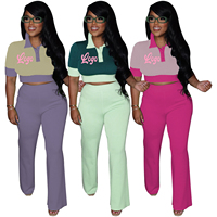 Nouvel Arrivage 2026 – Ensemble Deux Pièces Femme Été : Haut à Manches Courtes Col Polo et Pantalon Contrastant en Patchwork