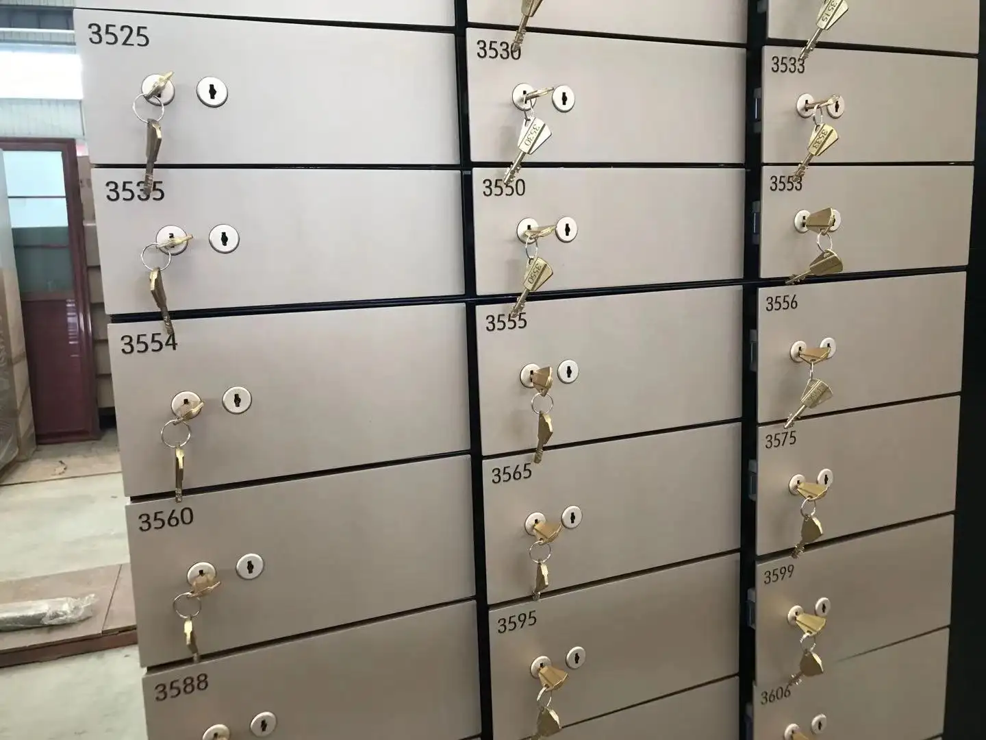 Loker Kotak Penyimpanan Aman untuk Keamanan Bank Pintu Lukisan Paduan Aluminium dengan Kunci Ganda JZ-01 Loker Deposit Aman
