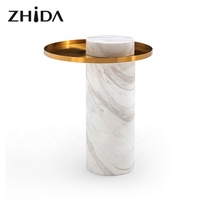 Meizhida — meuble de maison, produit de luxe, pour salon, table centrale en marbre noir et blanc, finition métallique brossée, table basse ou d'appoint