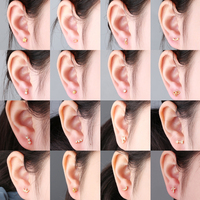 Anting-anting tindik tulang rawan Tragus Helix perak murni 925 anting-anting perhiasan halus berlapis emas anting-anting kancing zirkon kubik