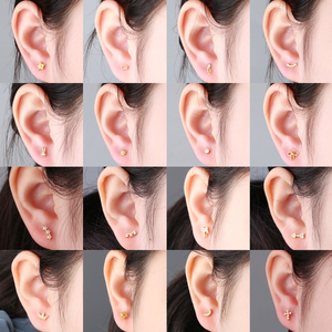 925 in argento Sterling Tragus Helix Daith Cartilage Piercing orecchino placcato <span class=keywords><strong>oro</strong></span> gioiello Fine orecchino con zircone cubico orecchino - Product Image 4