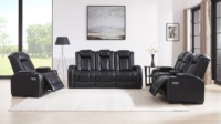 Ensemble de canapés de cinéma maison de luxe de style européen moderne avec sièges inclinables électriques en similicuir pour salon