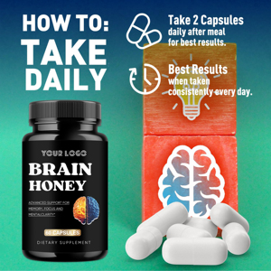 Suplemento Nootrópico Herbal, Cápsulas <span class=keywords><strong>de</strong></span> <span class=keywords><strong>Miel</strong></span> para el Cerebro con Bacopa Monnieri, Ginkgo Biloba y Melena <span class=keywords><strong>de</strong></span> León, Apoyo para la Memoria y la Claridad Mental - Product Image 3