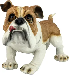 Komik minyatür polyresin heykeli Winston İngiliz Bulldog köpek bahçe heykeli Polyresin