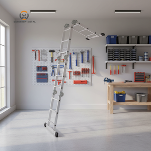 Scala Pieghevole Multiuso in Alluminio, Portata 150kg, Forma Regolabile, Resistente, Antiruggine e Anticorrosione - Product Image 1