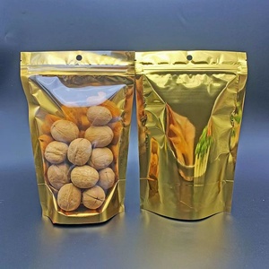 Sacs d'emballage alimentaire <span class=keywords><strong>en</strong></span> <span class=keywords><strong>plastique</strong></span> refermables avec fermeture éclair, personnalisés, avec impression sur le devant, dos <span class=keywords><strong>en</strong></span> aluminium doré transparent - Product Image 2