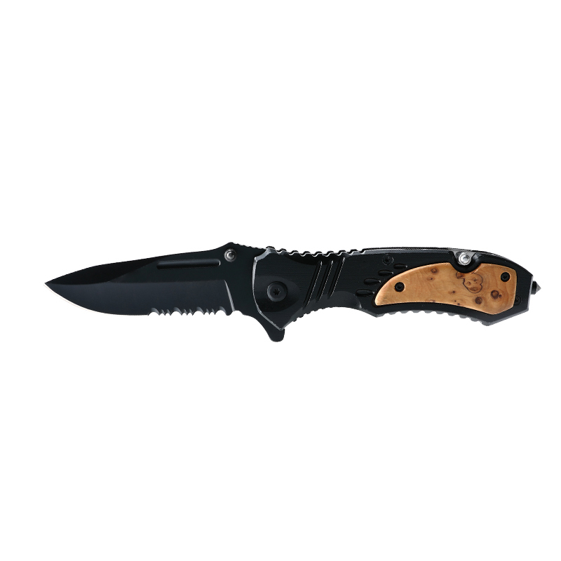 Multi-Function Outdoor Glass Breaker Bottle Opener Camiping Hunting Pocket Knives Folding Knife Wood Handle