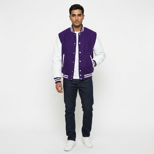 Unisex High Quality <b>Men</b> Plus Size Varsity Stand Front Logo Breathable High Street College <b>Baseball</b> <b>Jacket</b> 100% Cotton Plain Dyed - Product Image 1