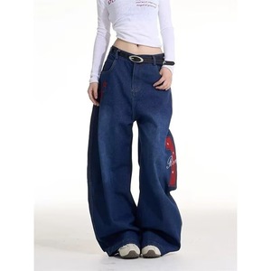 Jeans bleus à jambes larges, pantalon en denim délavé, coupe ample, pantalon décontracté pour femmes et hommes - Product Image 1