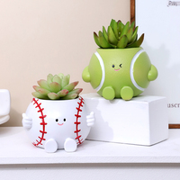 Pot de fleurs en résine écologique à thème sportif, motif dessin animé mignon, best-seller, avec trou de drainage, en forme de ballon de football/football américain/balle