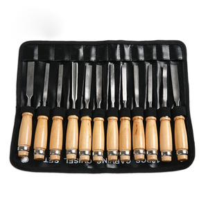 Ensemble de 12 ciseaux à bois en acier à haute teneur en carbone, outils professionnels de construction et de menuiserie, outils de sculpture sur bois avec manche en bois - Product Image 2