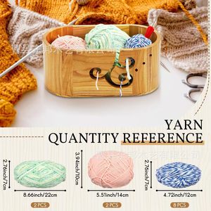 Wooden Yarn Bowl Oval Knitting <b>Tool</b> With <b>Thread</b> Hooks For Crochet Yarn Storage Craft Supplies - Product Image 5