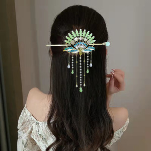 Pasador de Pelo Hanfu Chino Hecho a Mano, Accesorio Floral para el Cabello con Borlas Largas para Mujeres y Niñas, Estilo Antiguo, Palillo para el Cabello, Accesorios para el Cabello - Product Image 6