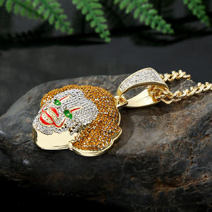 Colgante grande de cristal chapado en oro para hombre, collar de joyería de Hip Hop, con diseño de payaso, Dólar, Jefe, Reina, pistola cruzada, corazón, Rey, León - Product Image 3