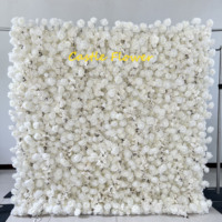 Mur de fleurs artificielles en rouleau 5D personnalisé pour mariage, feuillage blanc, 8x8, toile de fond pour décoration murale