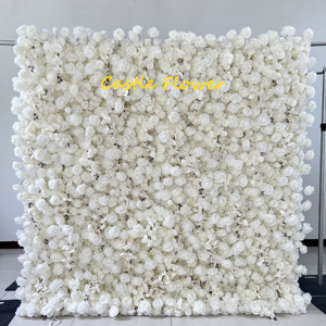 Custom Wedding White Foliage 5d Roll up <strong>Fake</strong> <strong>Flower</strong> <strong>Wall</strong> 8x8 Backdrop <strong>Flowers</strong> for <strong>Wall</strong> Decoration - Product Image 5