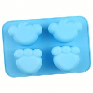 Molde de silicona con forma de 4 osos y pies para velas, herramienta reutilizable para hornear, hacer jabón, resina, dulces DIY, OEM/ODM - Product Image 3